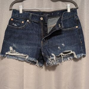 Lucky Brand Women's Ripped Jean Shorts - Dark Blue